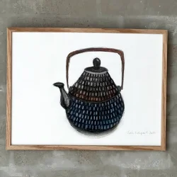 Mixed media - Tepotte stbejern - 30x40cm inkl egetrramme med artglas