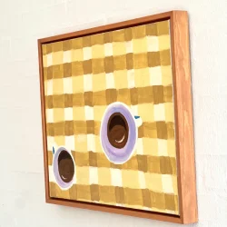 Oliemaleri - Tid til kaffe - inkl sv�veramme ca. 43x53cm