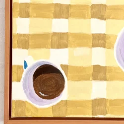 Oliemaleri - Tid til kaffe - inkl sv�veramme ca. 43x53cm