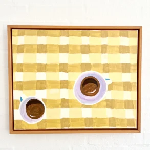 Oliemaleri - Tid til kaffe - inkl sv�veramme ca. 43x53cm