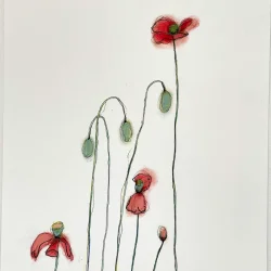 Mixed media - Valmuer - A3