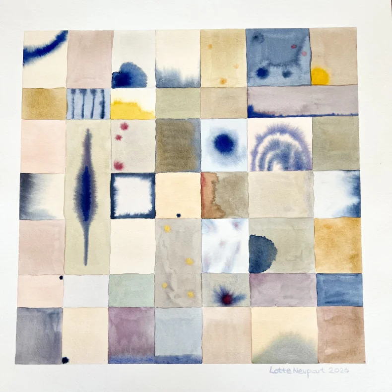 Original akvarel - Vinterlys - 50x40cm inkl egetr�ramme med artglas