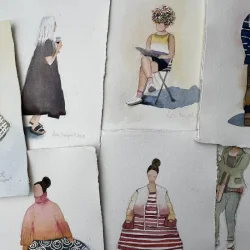 Akvarel - In blue skirt - A4