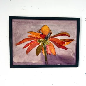 Akvarel - Solhat - A4 inkl hndmalet ramme