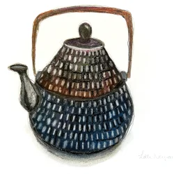 Mixed media - Tepotte st�bejern - 30x40cm inkl egetr�ramme med artglas